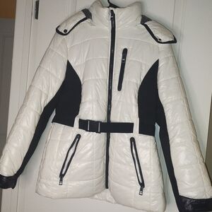 Michael Kors White and Black Ski Jacket Quilted Design
